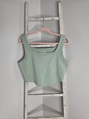 Madewell NWT Women's XL Tailored Crop Tank In Sleekwood Ribbed